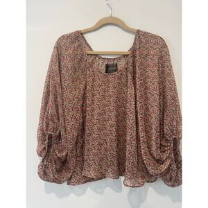 Reformation Floral Print Blouse Sheer Long Sleeve Top Flowy Size Medium/Large‎